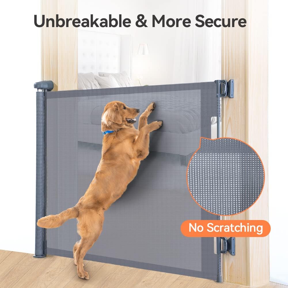 COMOMY Treppenschutzgitter Ausziehbar 0-140cm, Türschutzgitter Rollo für Baby, Katzen und Hunde, Ein