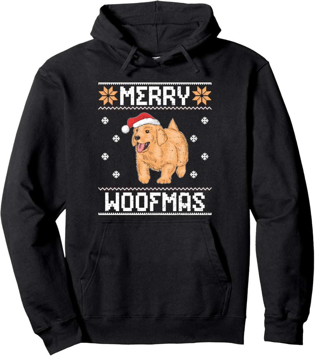 Funny Christmas Dog: Merry Woofmas - Ugly Christmas Pullover Hoodie