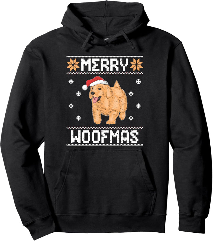 Funny Christmas Dog: Merry Woofmas - Ugly Christmas Pullover Hoodie