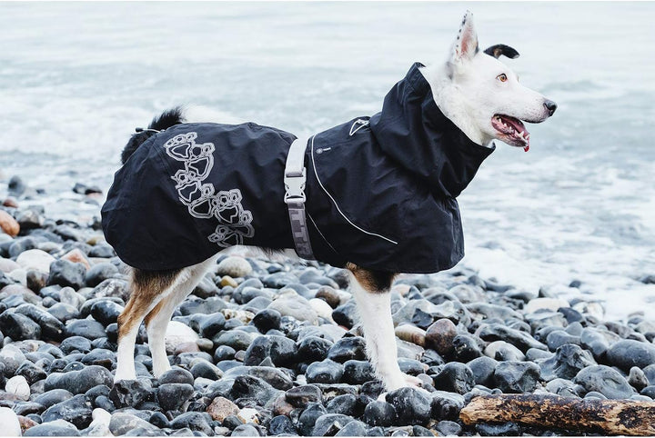 Hurtta Drizzle Regenjacke für Hunde, Wasserdicht Hundemantel mit Reflektoren, Schwarz 50 cm 1 Schwar