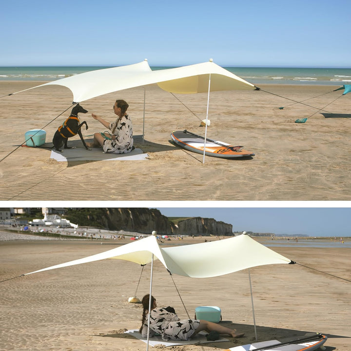 Meister Strandzelt - 210x210 cm - UVA/B-Schutz - LSF50+ - 2 bis 4 Personen - Mit Sandankern - Koffer