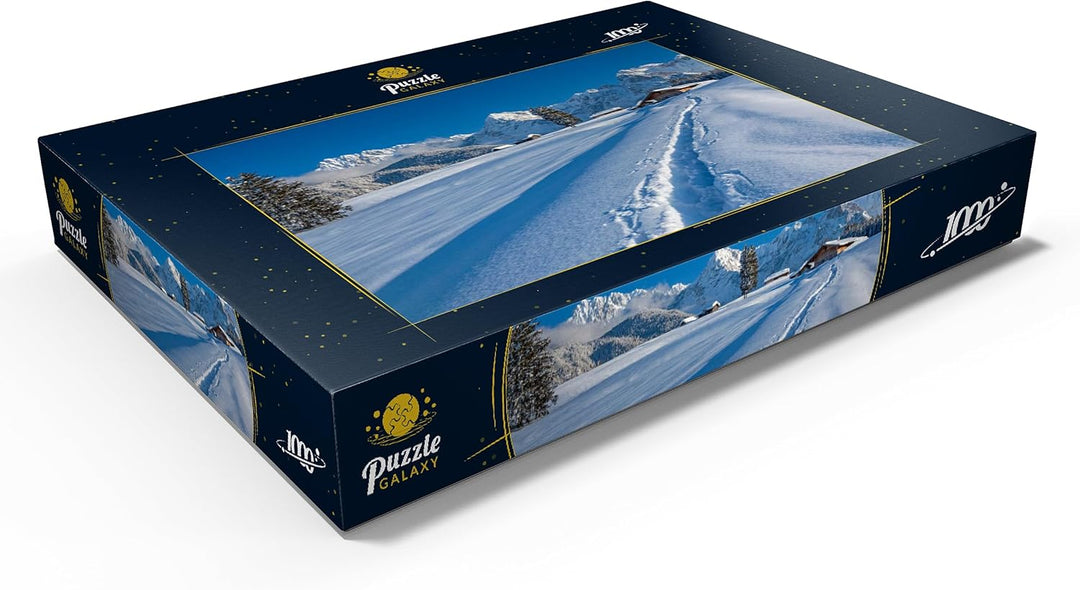 Buckelwiesen bei Mittenwald gegen Wörner (2474m) und Karwendelgebirge - Premium 1000 Teile Puzzle -