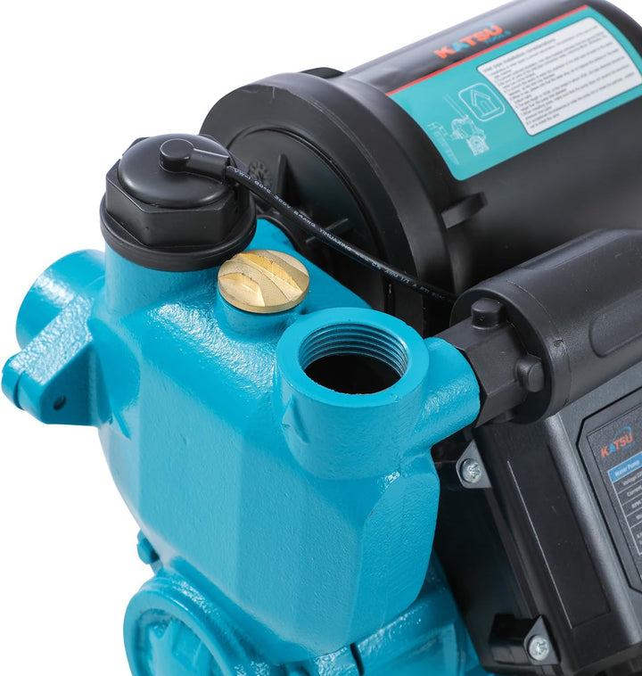KATSU Wasserpumpe Hauswasserwerk Gartenpumpe 370W, Abschaltautomat mit einstellbarer Druckregelung,