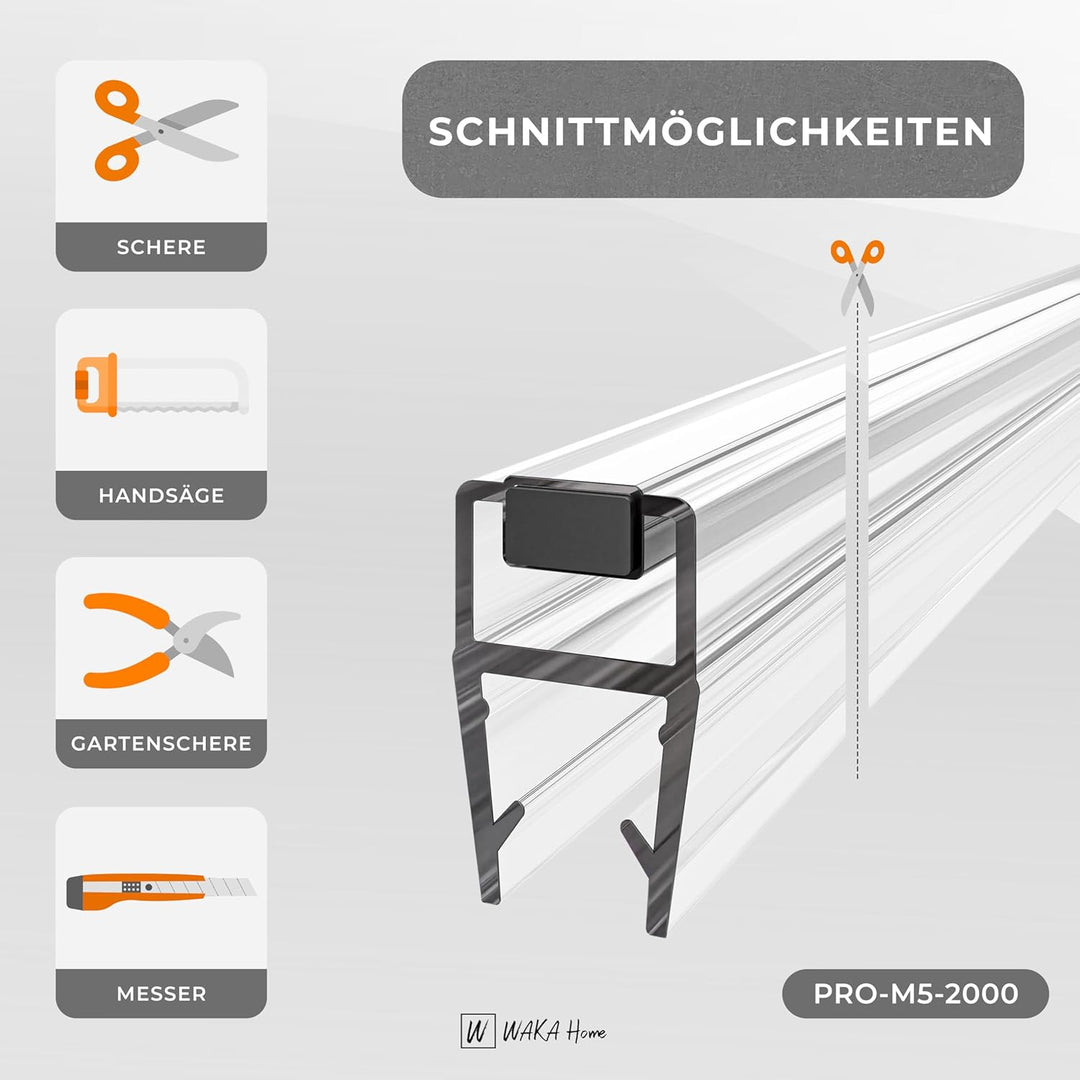 WAKA® Premium SET Magnet - Duschdichtung & Duschtür PRO-M5 Duschdichtungen für Duschtüren Optisch Tr