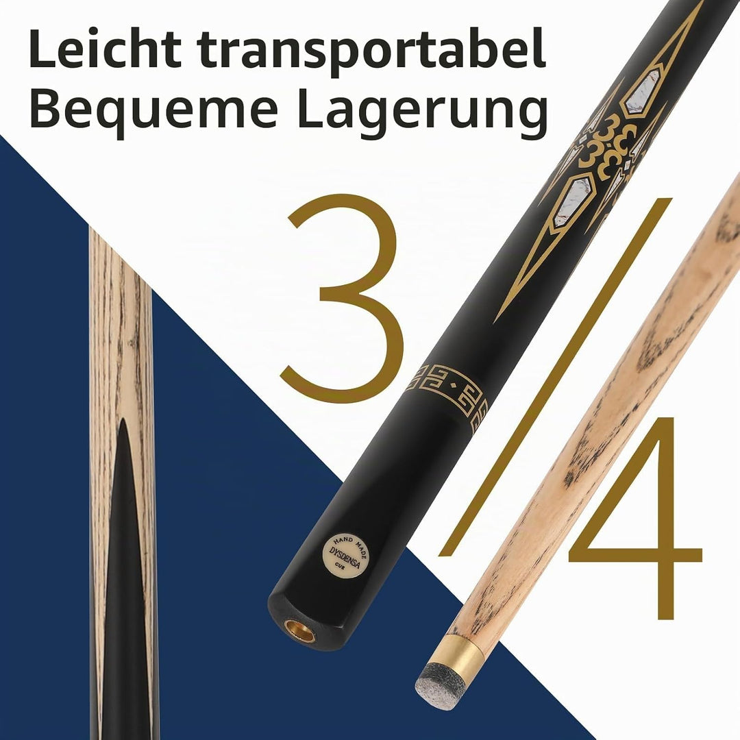 144,8 cm handgefertigter Snooker-Queuestab mit Verlängerung, langlebige Eschenholz-Konstruktion, pro