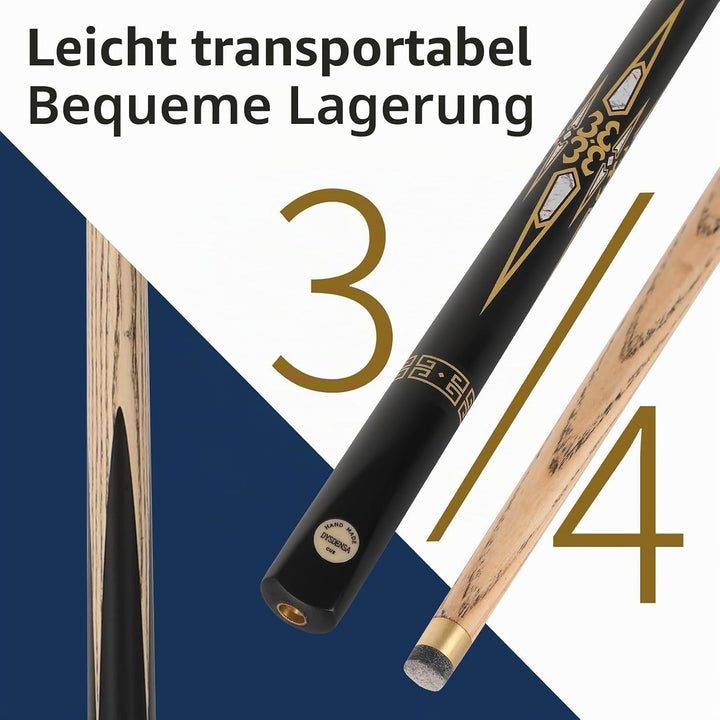 144,8 cm handgefertigter Snooker-Queuestab mit Verlängerung, langlebige Eschenholz-Konstruktion, pro