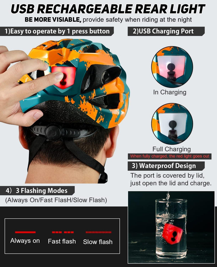 RaMokey Fahrradhelm mit Licht für hohe Sicherheit - Urban Helm, Fahrradhelm für Herren Damen mit Abn