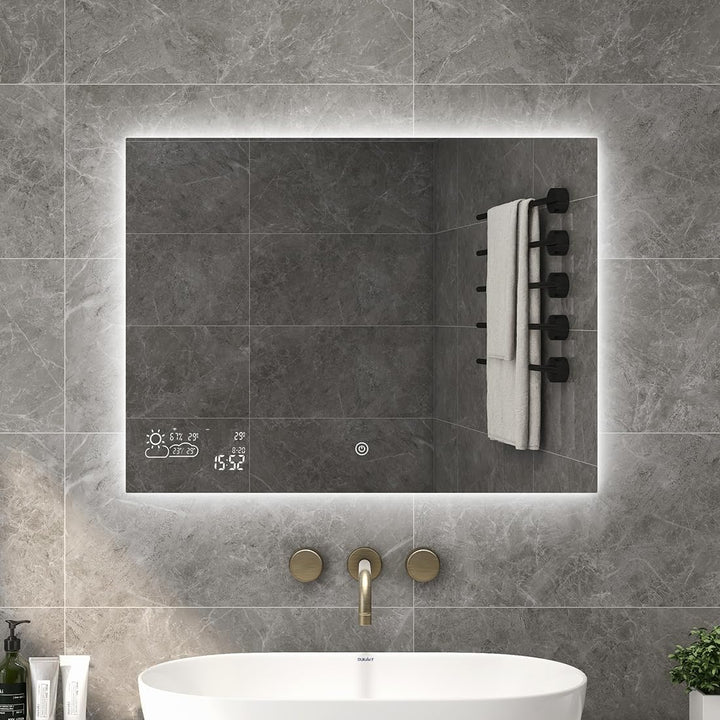 byecold Badspiegel mit LED Beleuchtung 80x60CM, Badezimmerspiegel Antibeschlag, Bad Spiegel Wandspie
