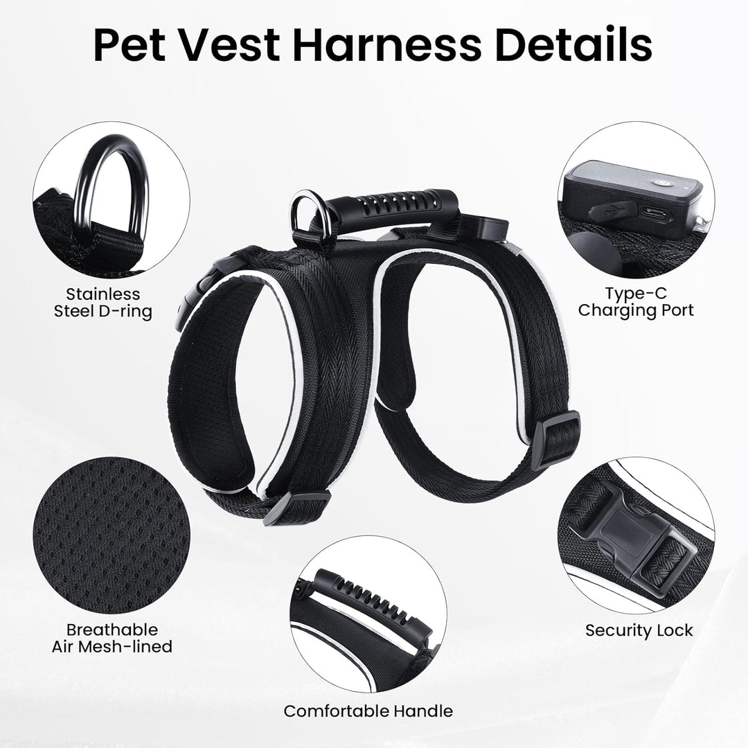 MASBRILL LED Hundegeschirr Leuchtend, Leuchtgeschirr für Hunde Aufladbar Verstellbar LED Leucht Brus