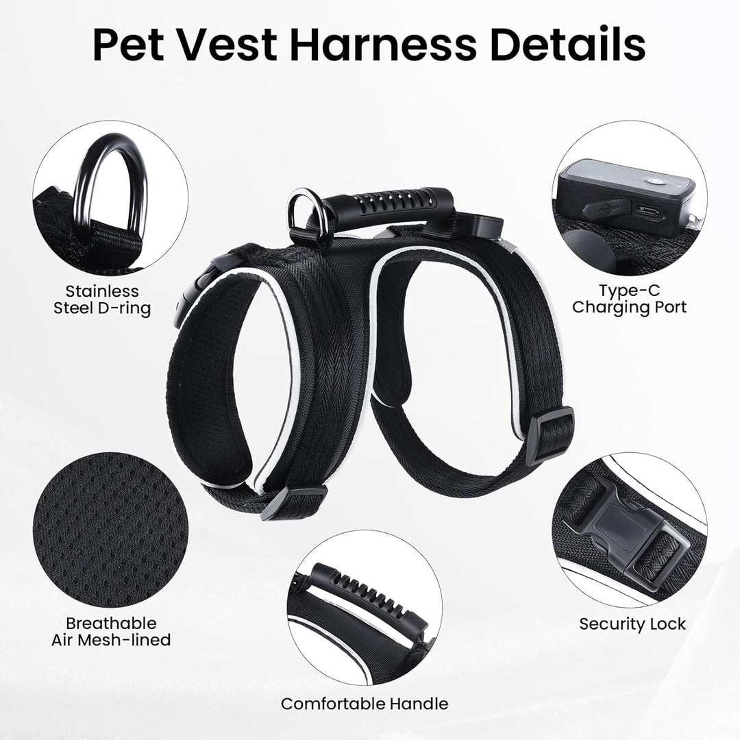 MASBRILL LED Hundegeschirr Leuchtend, Leuchtgeschirr für Hunde Aufladbar Verstellbar LED Leucht Brus