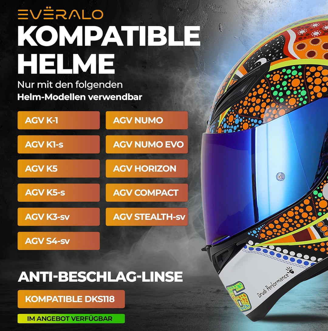 Everalo Kompatibel mit Agv K1 Visier - K3sv - K5 - K5s - K1s - S4sv - Horizon - Skyline - Strada - S