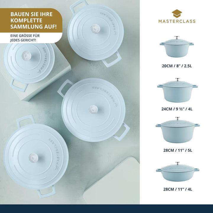 MasterClass Mittelgrosser Auflaufform mit Deckel 4L/24 cm, leichter Aluminiumguss, Induktionsherd un