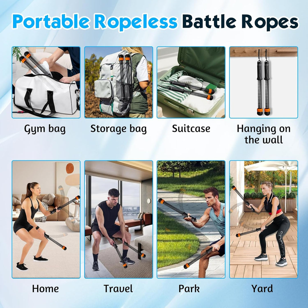 TOGETDREAM Ropeless Battle Ropes, Einstellbar Seillose Kampfseile Tragbare Gewichtete Seile Ohne Sei