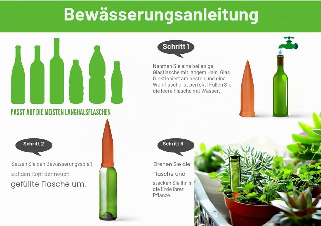 Pflanzenbewässerungsgeräte, 8 Stück, Terrakotta, selbstbewässernde Spikes, Urlaub, selbstbewässernde
