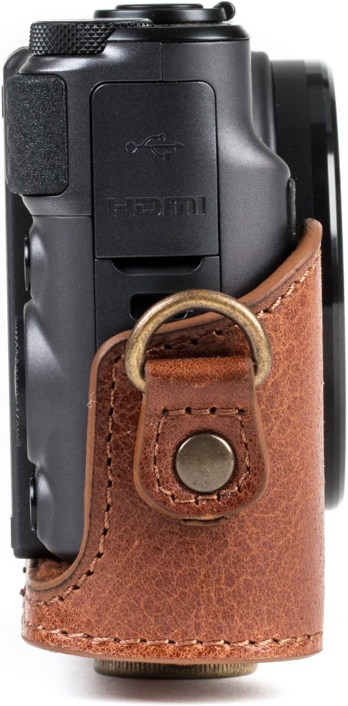 MegaGear MG1177 Canon PowerShot SX740 HS, SX730 HS Ever Ready Echtleder Kameratasche mit Trageriemen