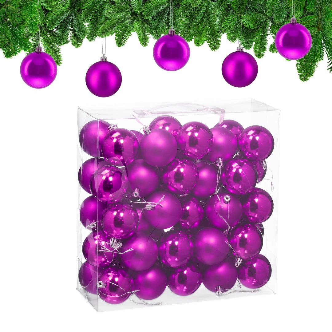 Relaxdays Weihnachtskugeln 50er Set, Weihnachtsdeko, matt &amp; glänzend, Christbaumkugel ∅ 6 cm, Weihna
