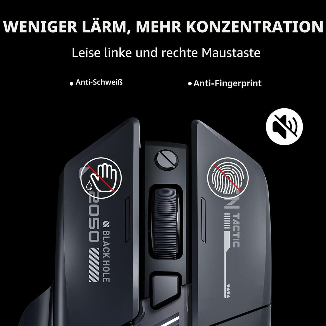 inphic A9 Explorer Bluetooth Maus, Dual-Mode Bluetooth 5.0/2.4G Maus kabellos Aufladbar, 2400 DPI, R