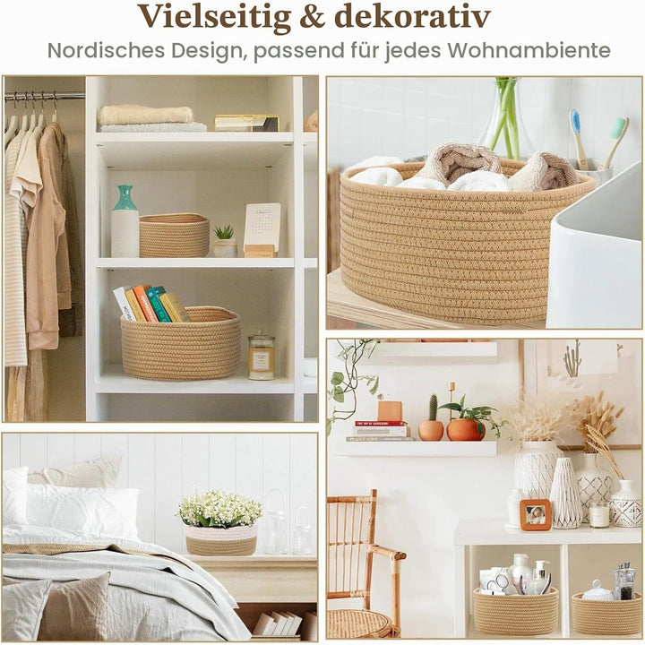 5er Set Baumwollseil Aufbewahrungskorb,Körbchen Wickeltisch Organizer Korb Aufbewahrung,Storage Bask