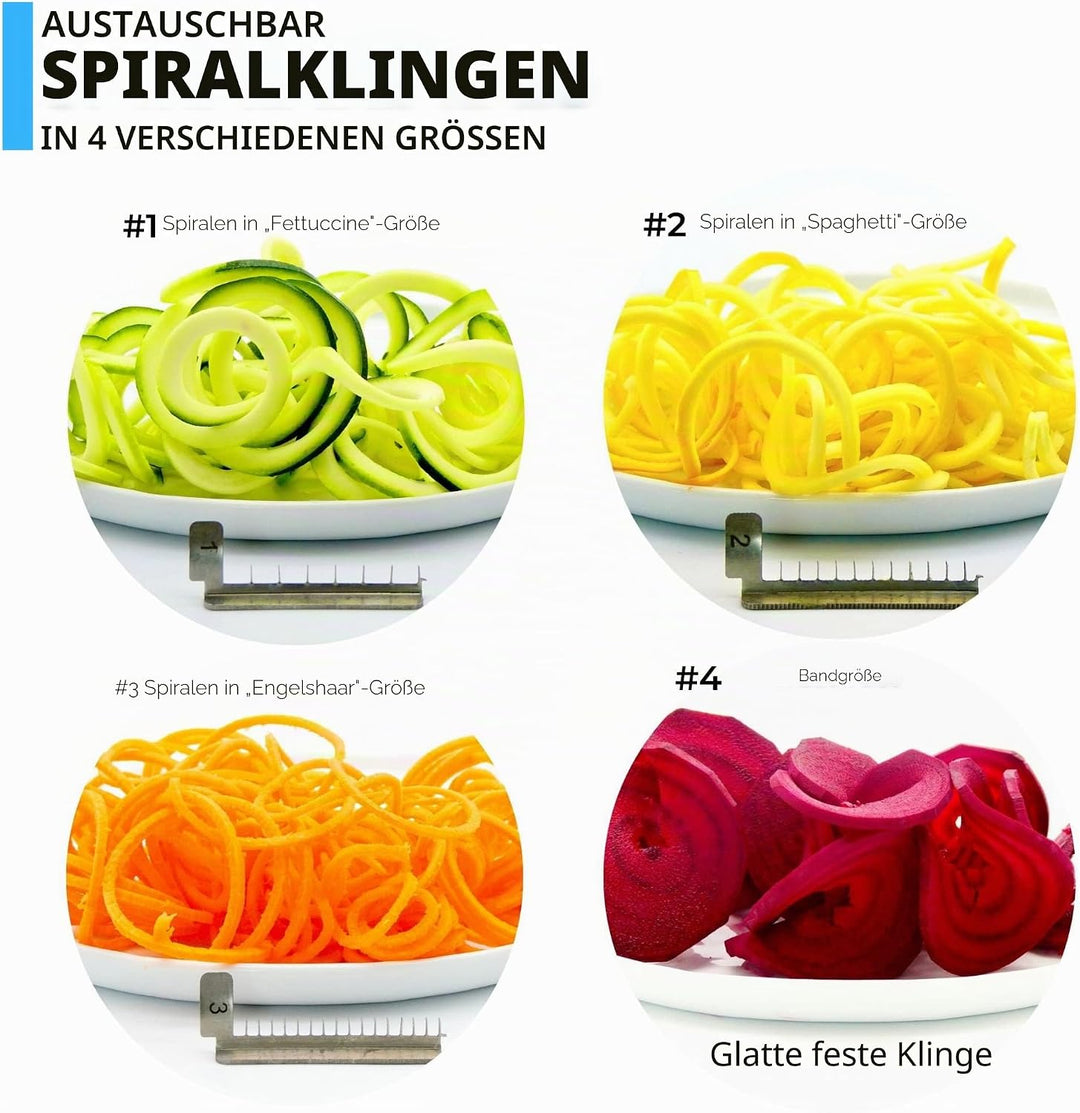 ICO 3-Klingen Stahl Spiralschneider Gemüse, Zucchini Spaghetti Schneider oder Zoodles Spiralschneide