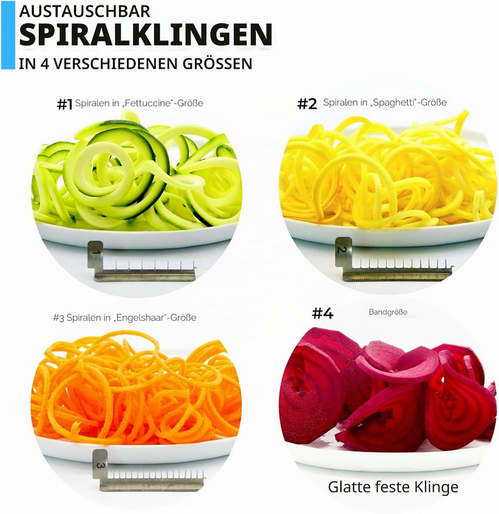 ICO 3-Klingen Stahl Spiralschneider Gemüse, Zucchini Spaghetti Schneider oder Zoodles Spiralschneide