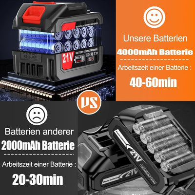 Rasentrimmer Mit Akku 21V Leichter Freischneider 33~47in Rasentrimmer Teleskop-stiel,2pcs 4.0Ah Akku