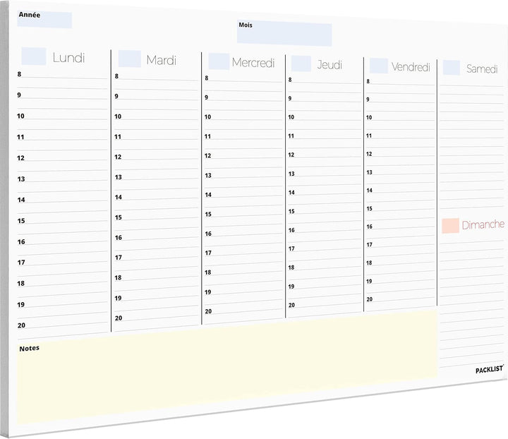 PACKLIST Planning Semaine + Mensuel - Planificateur Hebdomadaire A4, Agenda Planner - Agenda To Do L