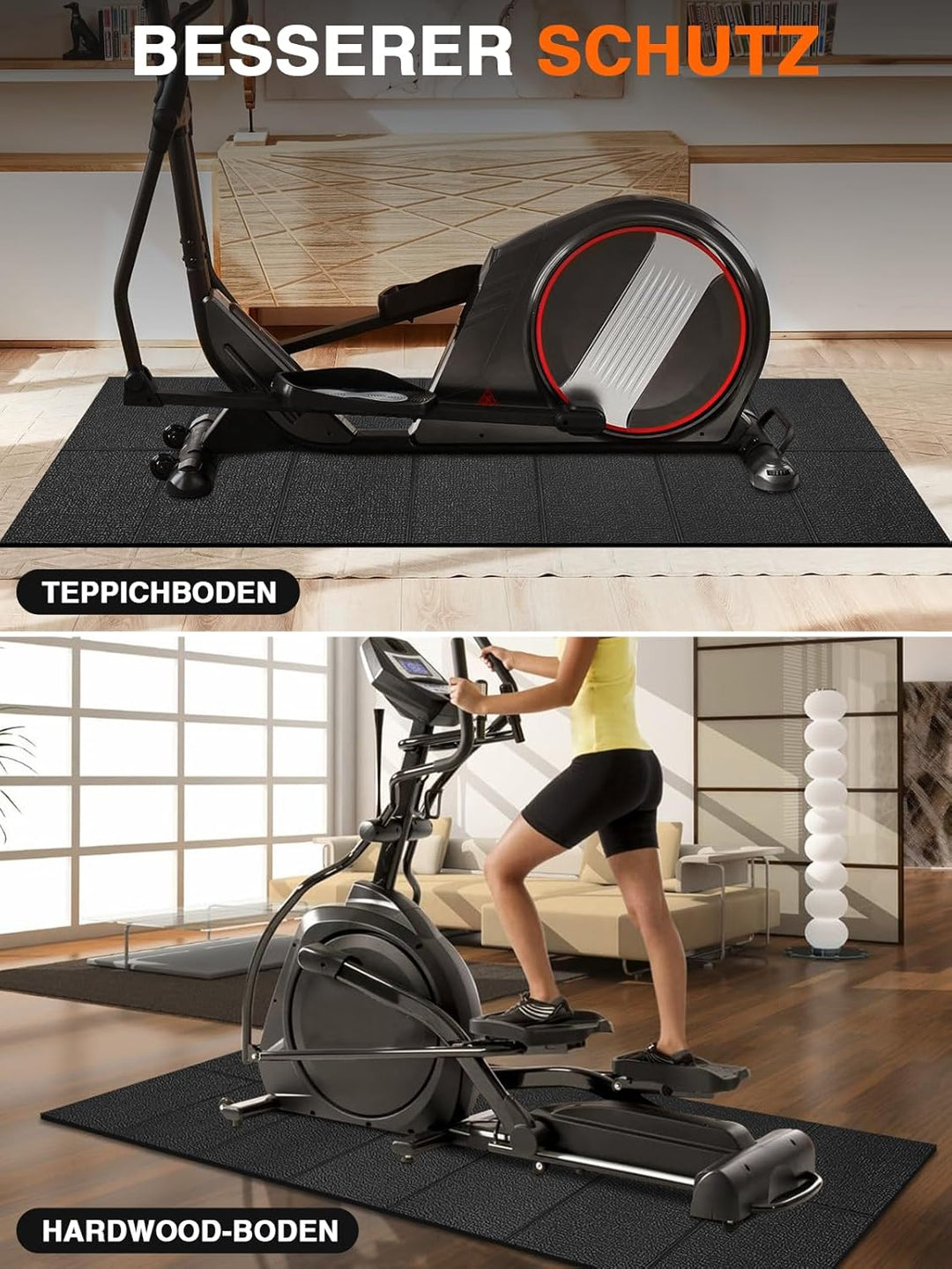 Faltbare Bodenschutzmatte Fitness Unterlegmatte für Fitnessgeräte, 140cmx65cm/160x75cm/180x80cm,6mm