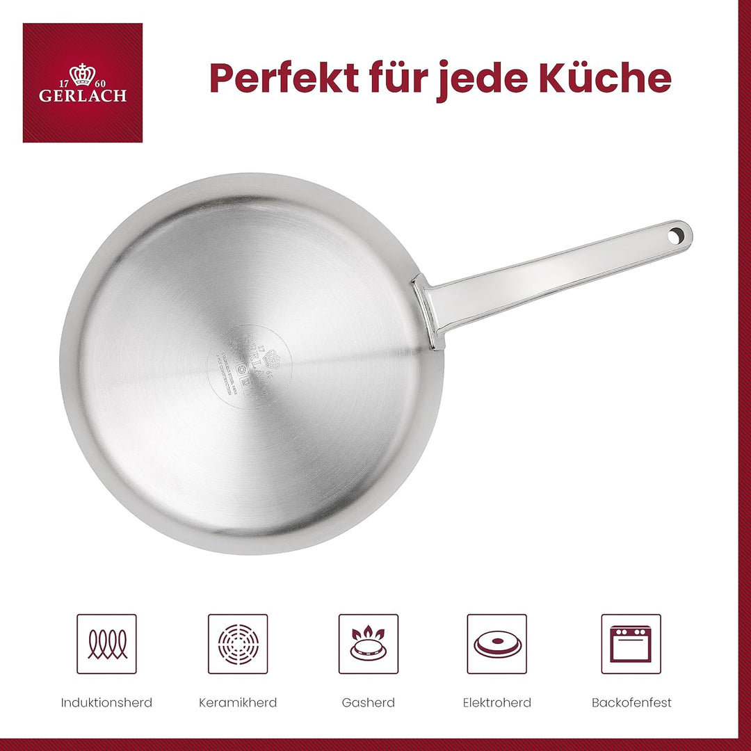 Gerlach Prestige Pfanne 24 cm Aus Edelstahl Edelstahlpfanne Bratpfanne Für Gas Elektro Induktion Ker