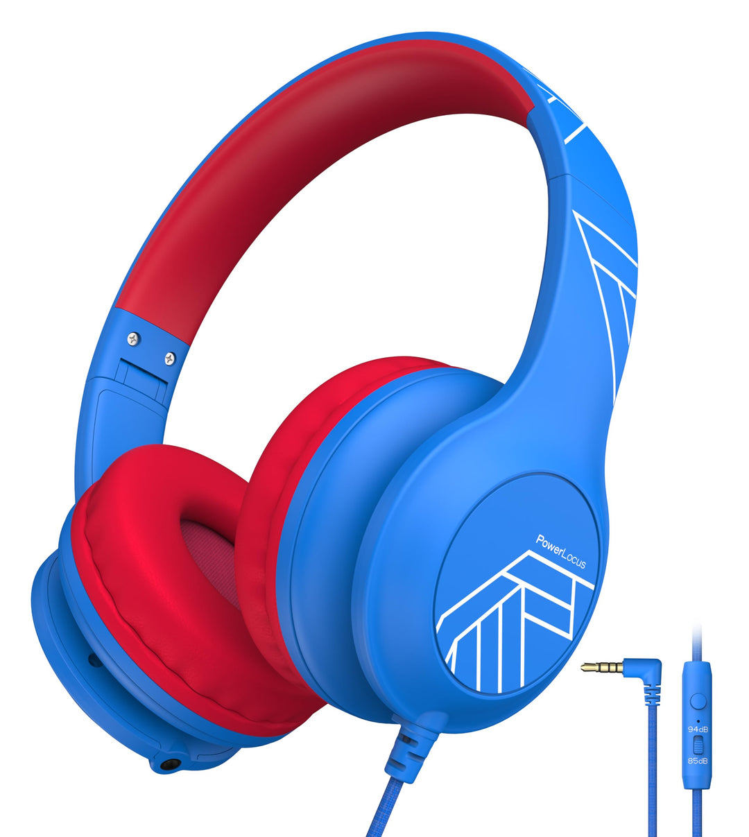 PowerLocus Kinder Kopfhörer mit Kabel, 85/94dB Sichere Lautstärke, 3.5mm Aux Jack, Hi-Fi Stereo, Hoc