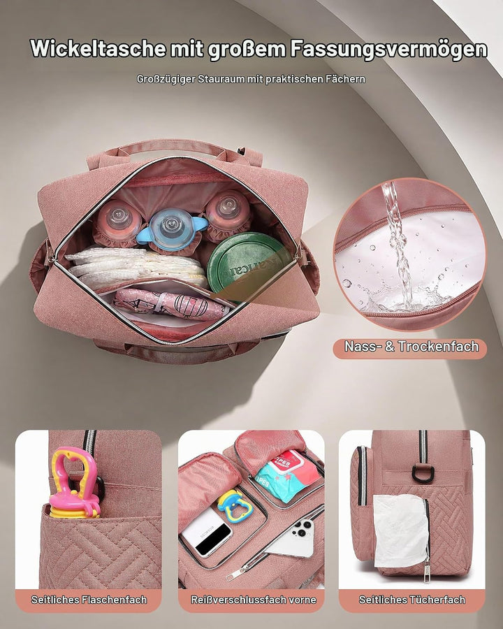 KONO Baby-Wickeltasche, stilvoll, für Mama und Papa, wandelbare Reisetasche mit isolierten Taschen G