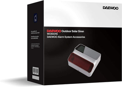 DAEWOO Outdoor Solar Wireless Sirene WOS501S für DAEWOO SA501 Alarme mit Akku-Backup, Schallleistung