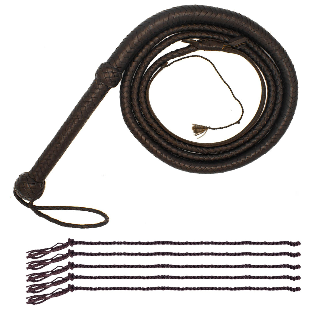 HADZAM Indiana Jones Peitsche, 3 m, 12 Zöpfe aus echtem Rindsleder, Seilkern, BullWhip, viele Farben