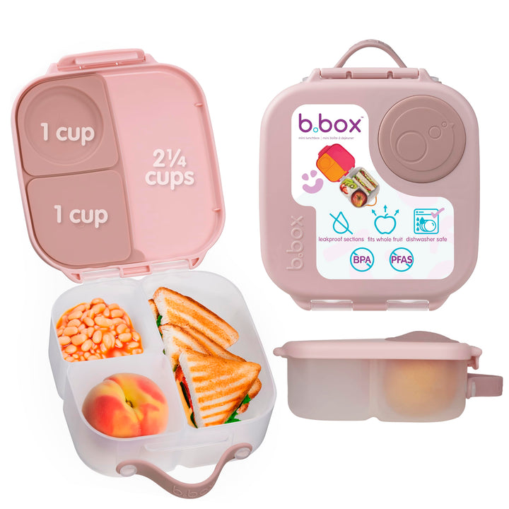 b.box Mini Lunchbox | Bento Box with 3 Compartments (2 Leakproof) | Ideal for Toddlers, Kids Lunch &
