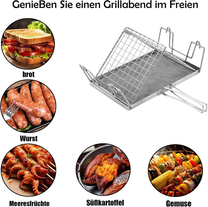 Edelstahl Camping Toaster, Faltbares Grillkorb für Brot, Hitzebeständig,Toast Racks Faltbarem, Mehrz