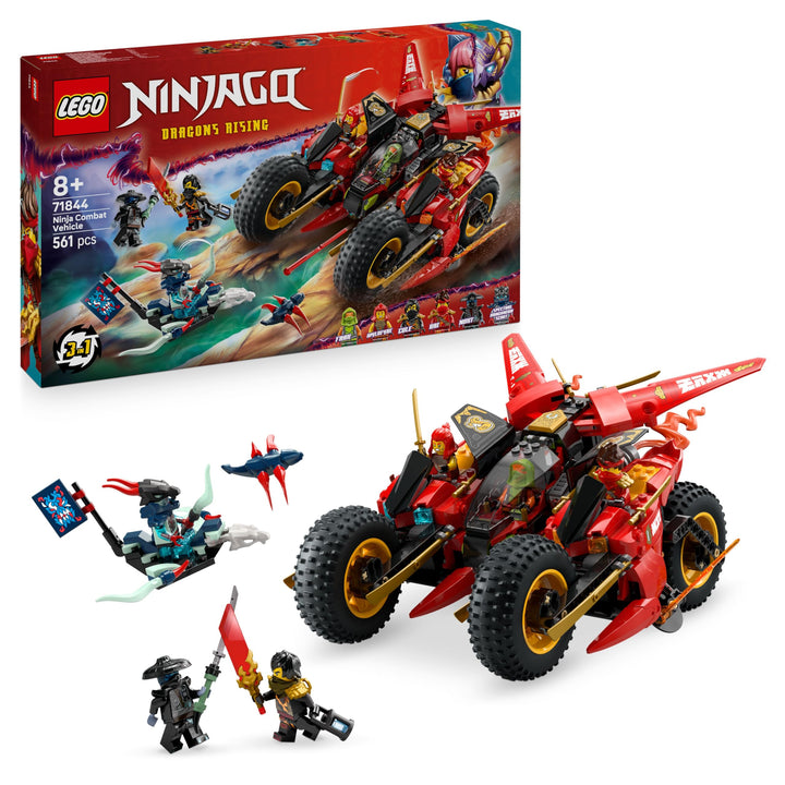 LEGO NINJAGO Ninja-Actionflitzer - 3-in-1-Spielzeug mit 2 Ninja-Bikes, 1 Jet und 6 Minifiguren, eins
