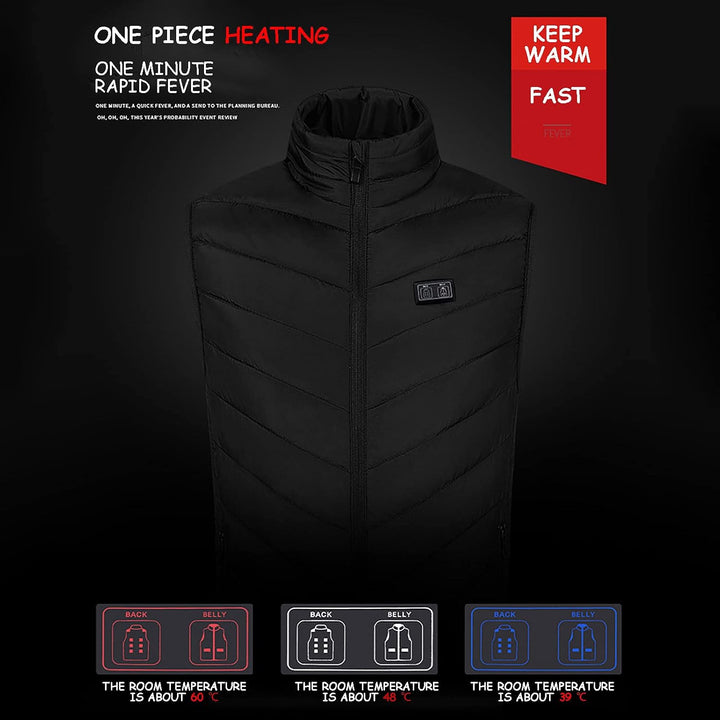 Beheizbare Weste Herren Damen Winter Beheizte Weste mit 11 Heizbereiche Winterjacke USB Elektrische