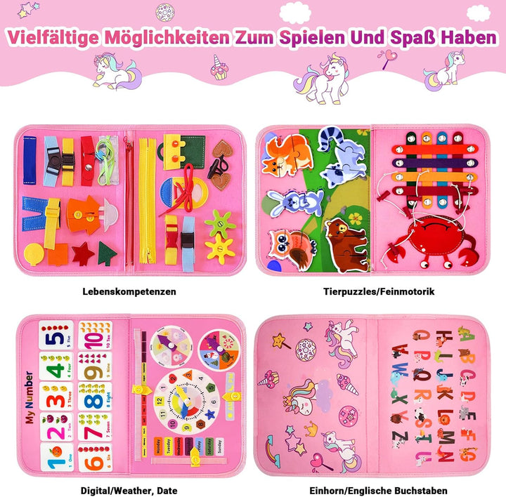 RunHero Busy Board Montessori Spielzeug Baby ab 1 Jahr Quiet Book Activity Board Motorikspielzeug Fi