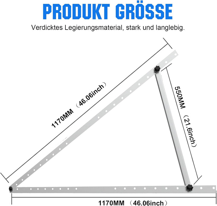 Solarpanel Halter 118cm Aluminium Balkon Kraftwerk Halterung mit verstellbarem Winkel 0-90°, 100W-80