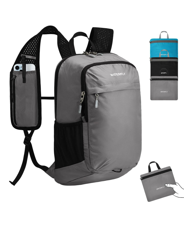 WATERFLY Faltbarer Rucksack Klein Ultraleicht: 15L Wanderrucksack Leicht Tagesrucksack Packable Dayp