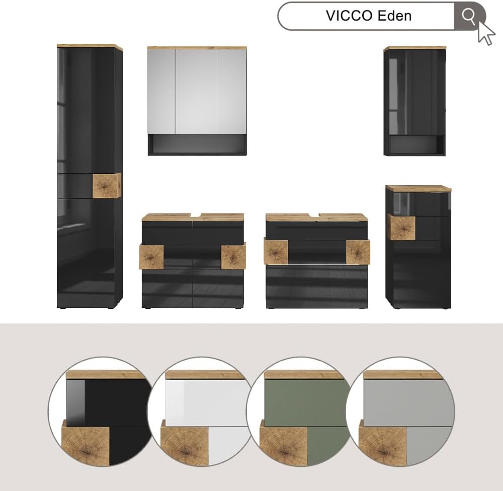 Vicco Waschbeckenunterschrank Eden, Weiss Hochglanz/Artisan-Eiche, 73.1 x 64 cm Weiss Waschtischunte