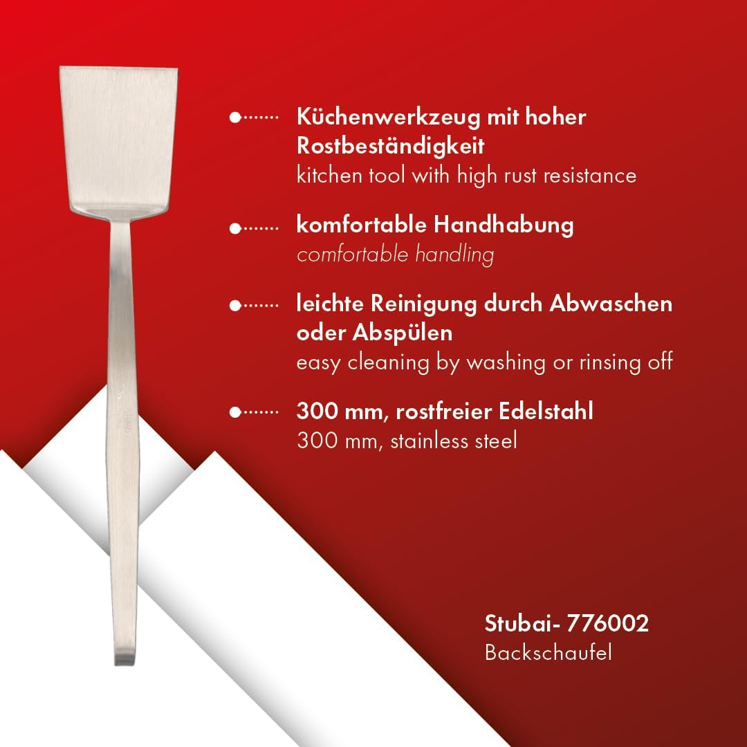 STUBAI verzinkte Backschaufel 300 mm | Pfannenwender aus Edelstahl für die Zubereitung und das Servi
