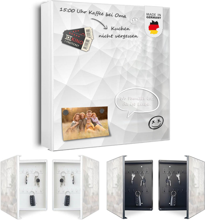 banjado Grosser Schlüsselkasten Metall - Schlüsselbox 30x30cm mit 32 Haken - Schlüsselkasten modern