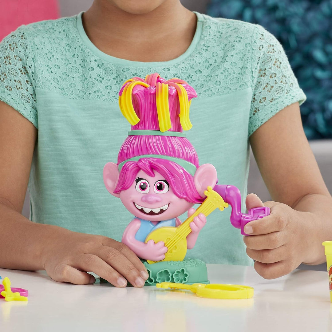 Play-Doh Trolls World Tour Frisierspass Poppy, Styling-Spielzeug für Kinder ab 3 Jahren mit 6 Farben