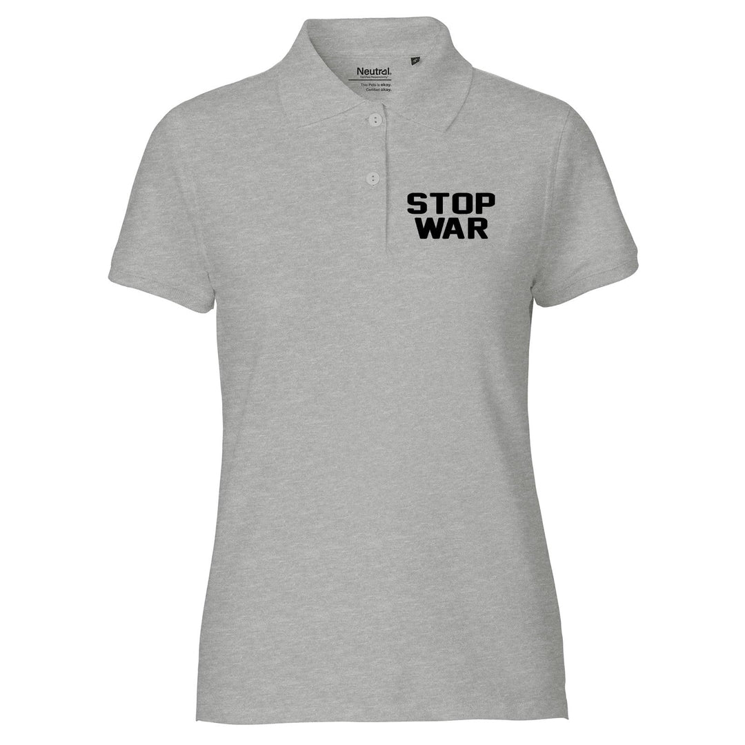 Huuraa Damen Polo Shirt Stop War Geschenk Grösse XS-XXL Bio Baumwolle Fairtrade Stop War Geschenkide