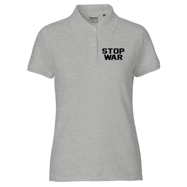 Huuraa Damen Polo Shirt Stop War Geschenk Grösse XS-XXL Bio Baumwolle Fairtrade Stop War Geschenkide