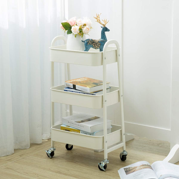 DOEWORKS Aufbewahrungswagen 3-Etagen Metall Utility Cart Rollwagen Organizer Wagen mit Rädern für Kü