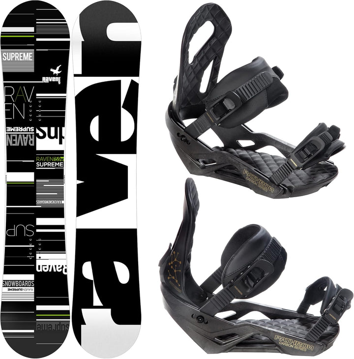 RAVEN Snowboard Set: Snowboard Supr Black/Green + Bindung Pathron at, CT oder Rage MP180