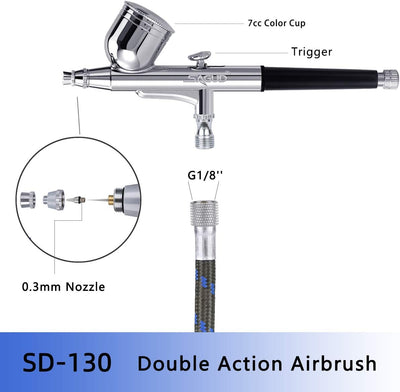 Sagud Mini Airbrush Kit mit tragbarem Airbrush Kompressor Schwerkraft gespeist mit doppeltwirkender