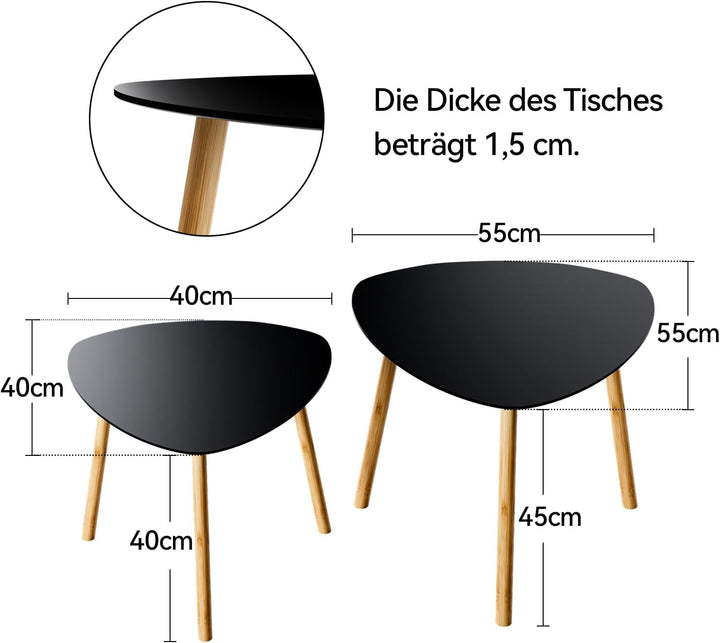 Couchtisch, 2er Set Moderne Wohnzimmertisch, Beistelltisch Coffee Table Sofatisch, Tischkombination