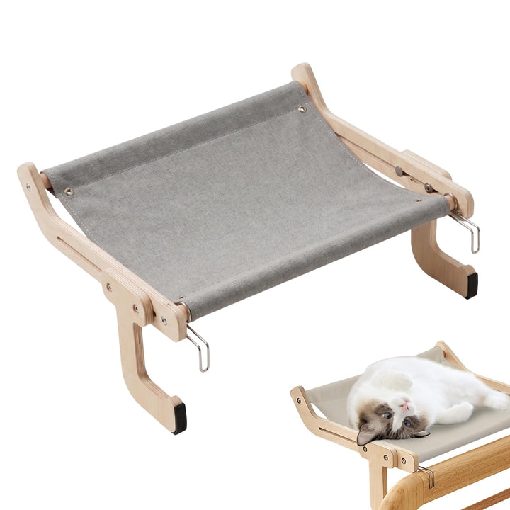 Katzen Hängematte für Fenster, Hängende Katzenhängematte, Katzenliege Balkon, Holz Katze Fenster Sit